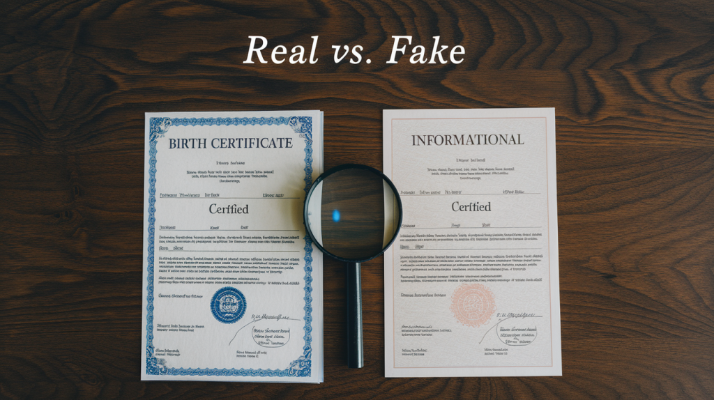 fake vs real birth certificate